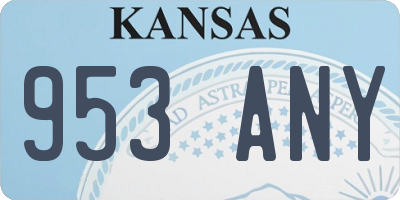 KS license plate 953ANY