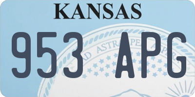 KS license plate 953APG