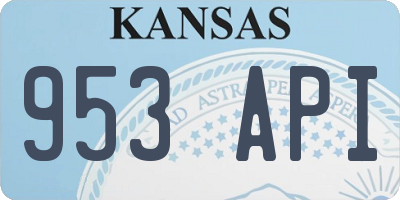 KS license plate 953API