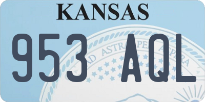 KS license plate 953AQL