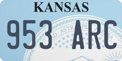 KS license plate 953ARC