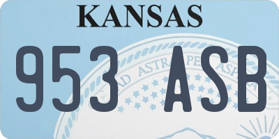 KS license plate 953ASB