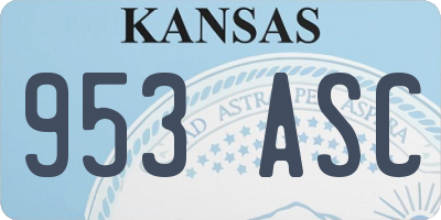 KS license plate 953ASC