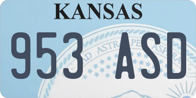 KS license plate 953ASD