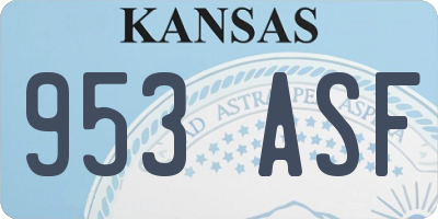 KS license plate 953ASF