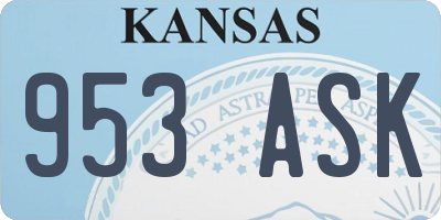 KS license plate 953ASK