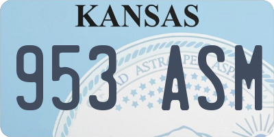 KS license plate 953ASM