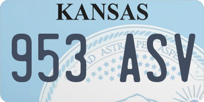 KS license plate 953ASV