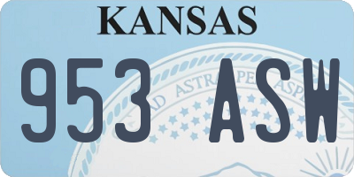 KS license plate 953ASW
