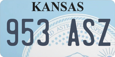 KS license plate 953ASZ
