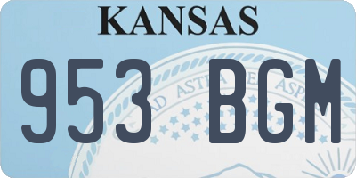 KS license plate 953BGM