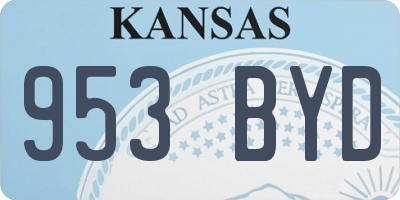 KS license plate 953BYD