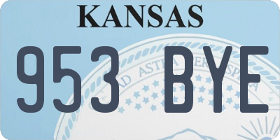 KS license plate 953BYE