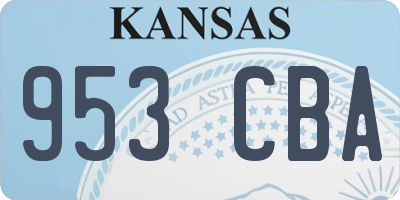 KS license plate 953CBA