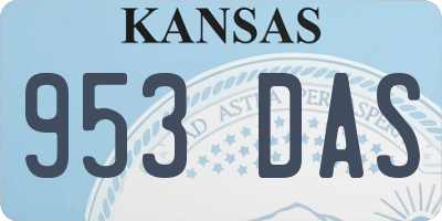 KS license plate 953DAS