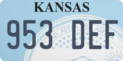 KS license plate 953DEF