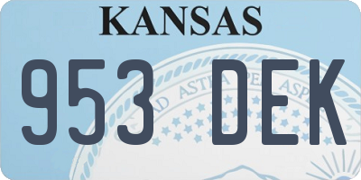 KS license plate 953DEK