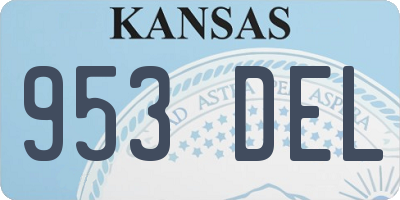 KS license plate 953DEL