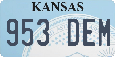 KS license plate 953DEM