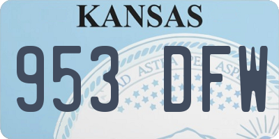 KS license plate 953DFW