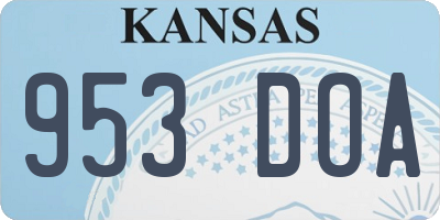 KS license plate 953DOA