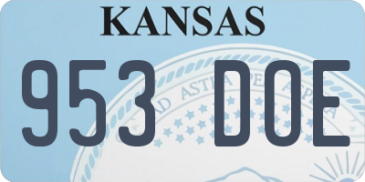 KS license plate 953DOE