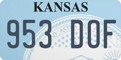 KS license plate 953DOF