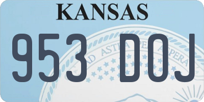 KS license plate 953DOJ
