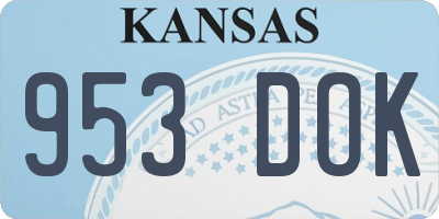KS license plate 953DOK