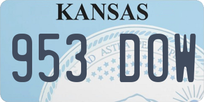 KS license plate 953DOW