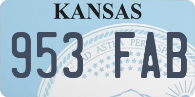 KS license plate 953FAB