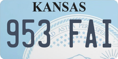 KS license plate 953FAI