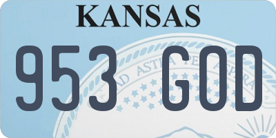 KS license plate 953GOD