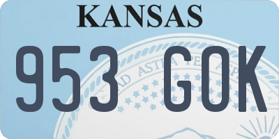 KS license plate 953GOK