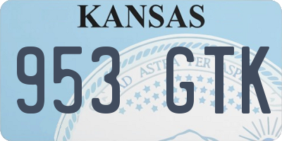 KS license plate 953GTK