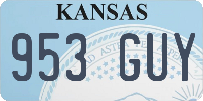 KS license plate 953GUY