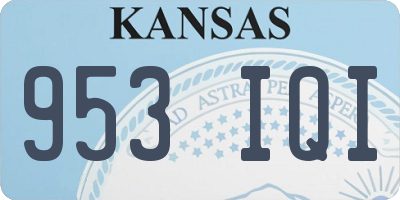 KS license plate 953IQI