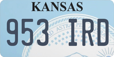 KS license plate 953IRD