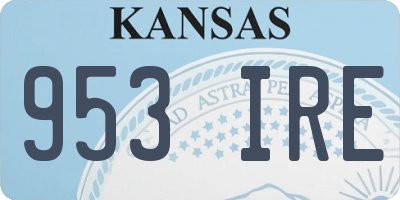 KS license plate 953IRE