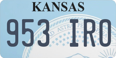 KS license plate 953IRO