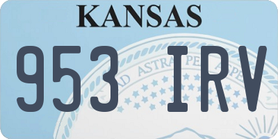 KS license plate 953IRV