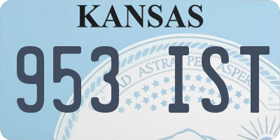 KS license plate 953IST
