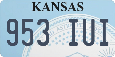 KS license plate 953IUI