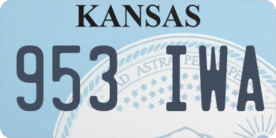 KS license plate 953IWA