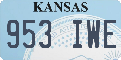 KS license plate 953IWE