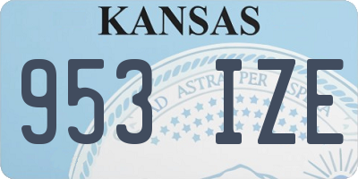 KS license plate 953IZE
