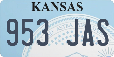 KS license plate 953JAS