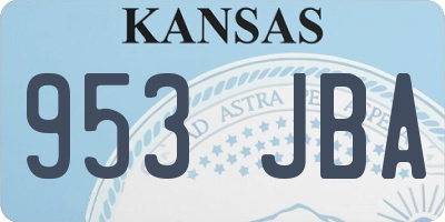 KS license plate 953JBA