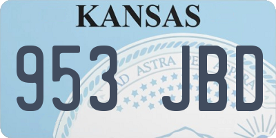 KS license plate 953JBD