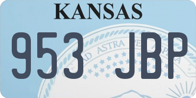 KS license plate 953JBP